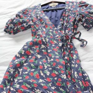 Floral Print Wrap Dress, XS